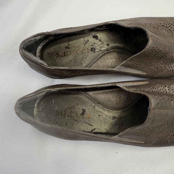 Sesto Meucci Ariana Shoes‎ Womens 9.5 M Laser Cut Metallic Bronze Slip On Italy - Picture 8 of 9